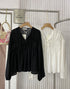 Women Lace Tie Lantern Sleeves Loose Tops